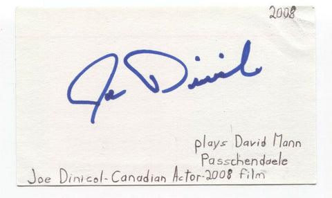 Joe Dinicol Signed 3x5 Index Card Autographed Signature Arrow Ragman Rory Regan