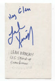 Leah Krinsky Signed 3x5 Index Card Autographed Signature Comedian Comic Writer