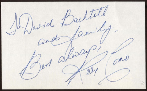 Perry Como Signed Index Card Signature Autographed AUTO