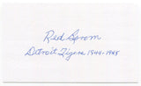 Red Borom Signed 3x5 Index Card Autographed Baseball Detroit Tigers