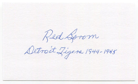 Red Borom Signed 3x5 Index Card Autographed Baseball Detroit Tigers