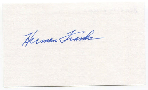 Herman Franks Signed 3x5 Index Card Autograph MLB Baseball 1954 New York Giants