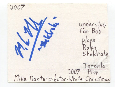 Mike Masters Signed 3x5 Index Card Autographed Actor Law And Order