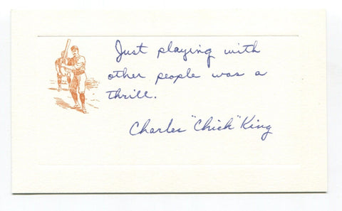 Chick King Signed Card Autograph MLB Baseball Roger Harris Collection