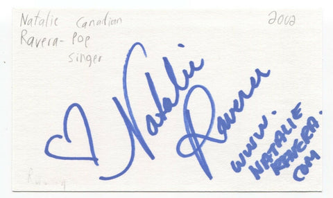 Natalie Ravera Signed 3x5 Index Card Autographed Signature Canadian Pop Singer