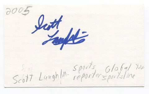 Scott Laughlin Signed 3x5 Index Card Autographed Canadian Sports Reporter