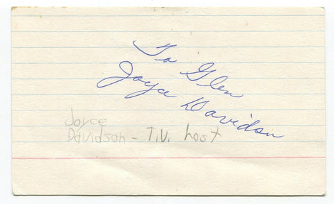 Joyce Davidson Veronica Tennant Signed 3x5 Index Card Autographed Host 