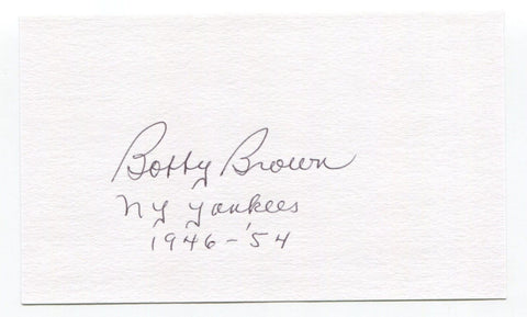 Bobby Brown Signed 3x5 Index Card Autographed Baseball MLB New York Yankees