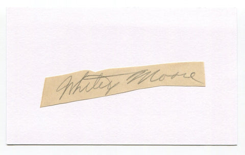 Whitey Moore Signed Cut Index Card Autographed Baseball MLB 1940 World Series