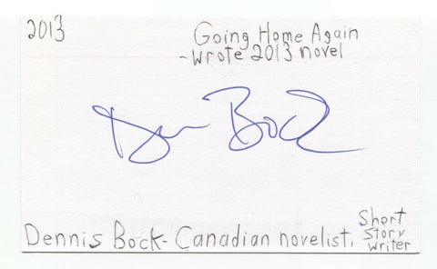 Dennis Bock Signed 3x5 Index Card Autographed Signature Author Writer