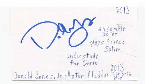 Donald Jones Jr Signed Index Card Autographed Actor Unbreakable Kimmy Schmidt