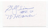 Billy Simms Signed 3x5 Index Card Autographed NFL Football Heisman Winner CFHOF