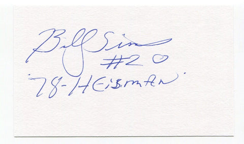 Billy Simms Signed 3x5 Index Card Autographed NFL Football Heisman Winner CFHOF