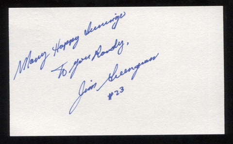 Jim Greengrass Signed 3 x 5 Inch Index Card Autographed Baseball Signature