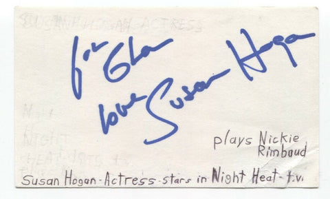 Susan Hogan Signed 3x5 Index Card Autographed Signature Actress