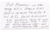 Art Hauser Signed 3x5 Index Card Autographed NFL Football Boston Patriots