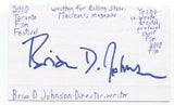 Brian D. Johnson Signed 3x5 Index Card Autograph Signature Journalist Filmmaker