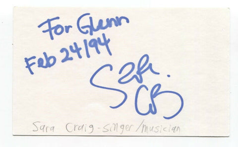 Sara Craig Signed 3x5 Index Card Autographed Signature Singer Songwriter