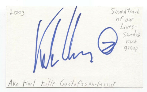 Soundtrack of Our Lives - Ake Karl Kalle Gustafsson Signed 3x5 Index Card