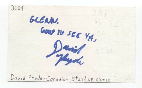 David Pryde Signed 3x5 Index Card Autographed Signature Comedian Comic Actor