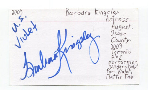Barbara Kingsley Signed 3x5 Index Card Autographed Actress Jessica Jones