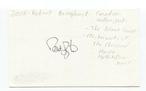 Robert Bringhurst Signed 3x5 Index Card Autographed Signature Author Writer Poet