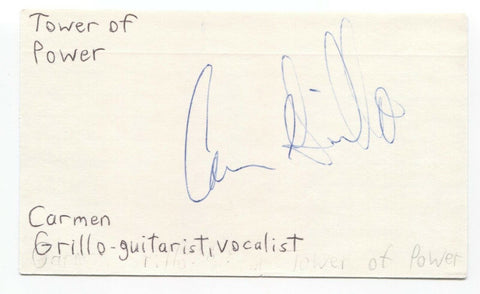 Tower of Power Carmen Grillo Signed 3x5 Index Card Autographed Signature 