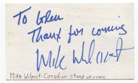 Mike Wilmot Signed 3x5 Index Card Autographed Signature Comedian Actor