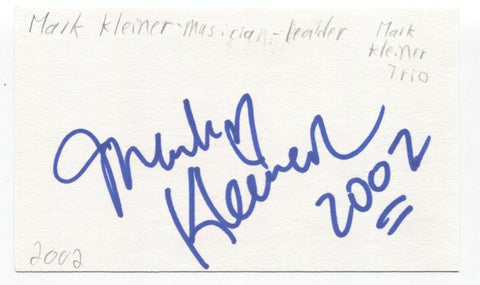 Mark Kleiner Trio Signed 3x5 Index Card Autographed Signature Band Musician