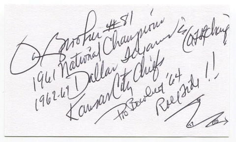 Tommy Brooker Signed 3x5 Index Card Autographed 1961 Alabama National Champions