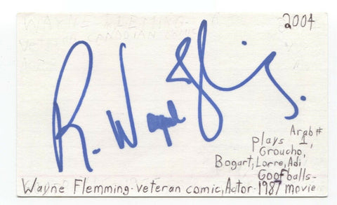 Wayne Flemming Signed 3x5 Index Card Autograph Signature Actor Comedian