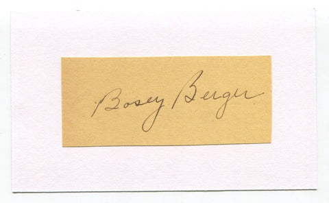 Bosey "Boze" Berger Signed Cut Index Card Autographed Baseball Cleveland Indians