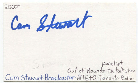 Cam Stewart Signed 3x5 Index Card Autographed Signature Sportscaster