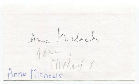 Anne Michaels Signed 3x5 Index Card Autographed Canadian Author Writer Poet