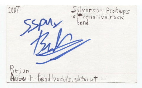 Brian Aubert Signed 3x5 Index Card Autographed Signature Silversun Pickups