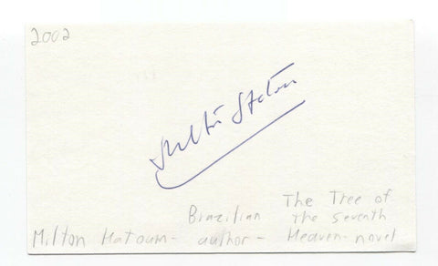 Milton Hautom Signed 3x5 Index Card Autographed Signature Author Writer