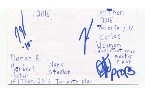 Daren A. Herbert Signed Index Card Autographed Actor Kim's Convenience Stargate