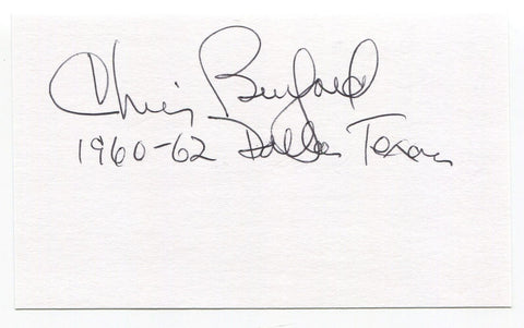 Chris Burford Signed 3x5 Index Card Autograph NFL Football Dallas Texans