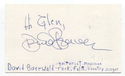 David Baerwald Signed 3x5 Index Card Autographed Signature Musician