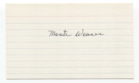 Monte Weaver Signed 3x5 Index Card Baseball Autographed Signature