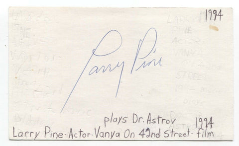 Larry Pine Signed 3x5 Index Card Autograph Signature Actor 
