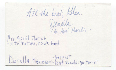 An April March - Danella Hocevar Signed 3x5 Index Card Autographed Signature