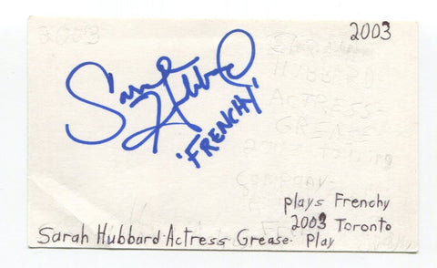 Sarah Hubbard Signed 3x5 Index Card Autographed Actress W.C. Grease Play