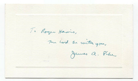 James Pike Signed Card Autographed Signature Religious Leader Civil Rights