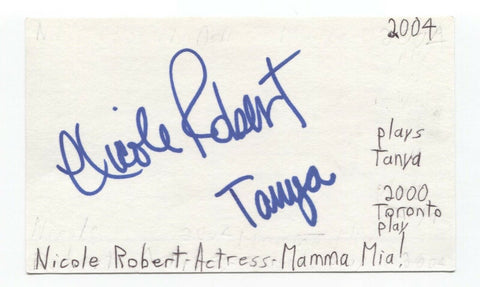 Nicole Robert Signed 3x5 Index Card Autographed Signature Actress X-Files