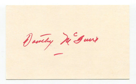 Dorothy McGuire Signed 3x5 Index Card Autograph Actress Swiss Family Robinson