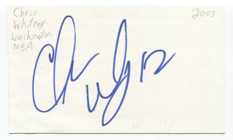 Chris Whitney Signed 3x5 Index Card Autographed Signature Basketball Wizards