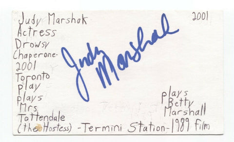 Judy Marshak Signed 3x5 Index Card Autographed Actress Super Mario World