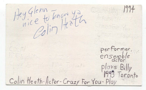 Colin Heath Signed 3x5 Index Card Autographed Signature Actor Stargate