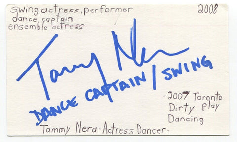 Tammy Nera Signed 3x5 Index Card Autographed Actress Stunts Deadpool Sonic